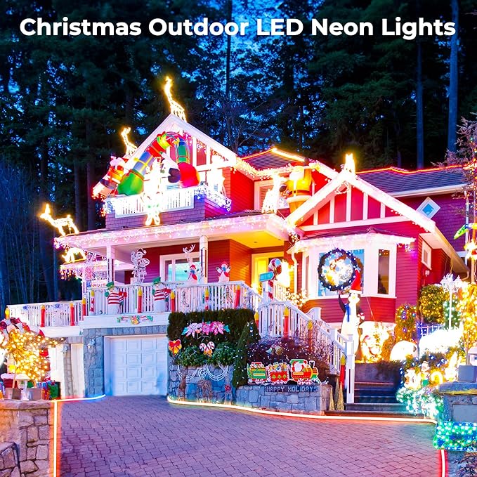 50FT LED Neon Rope Lights, Flexible Led Rope Lights Control with App/Remote, IP67 Outdoor RGB Color Changing Led Neon Lights Waterproof, Music Sync Led Strip Lights for Bedroom Decor