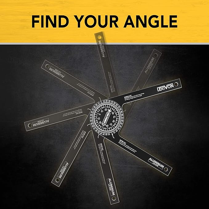 LEXIVON [2-pack] Aluminum Miter Saw Protractor | 7-Inch Rust Proof Angle Finder Featuring Precision Laser Engraved Scales (LX-230X2)