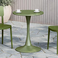 Costaelm Small Dining Table, Round PP Outdoor Table, Weather Resistant Balcony Table for Outside Poolside Deck Lawn Garden Backyard, Olive Green