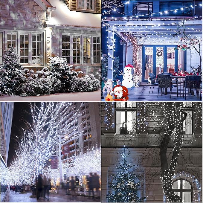 LAMPHOME 33ft Christmas Decorative Mini Lights, 100 LED Transparent Wire Fairy Starry String Lights Plug in, 16 Lighting Modes, for Indoor Outdoor Xmas Tree Wedding Party Decoration (White)
