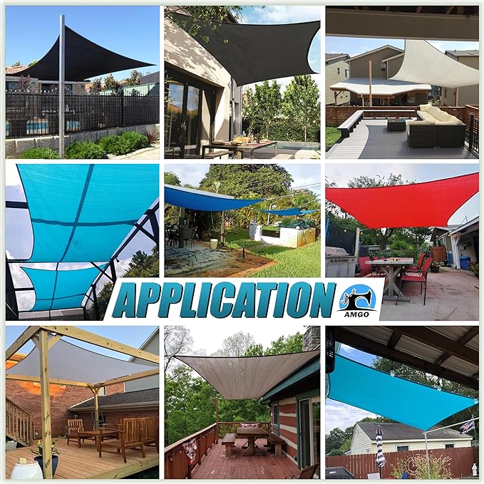 Amgo Custom Size 8' x 20' Brown Rectangle Square Sun Shade Sail UPF50+ AGTAPR1620, Order to Make Canopy Awning, 95% UV Blockage, Water & Air Permeable, Commercial and Residential (We Customize)