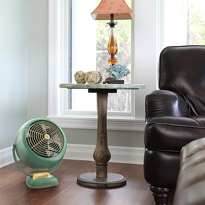 Vornado VFAN™ Sr. Vintage Fan, Large Retro Metal Air Circulator for Cooling & Decor, 3 Speed Settings, Adjustable Tilt, Durable Construction, Powerful Cooling Airflow, Floor Fan for Home, Green