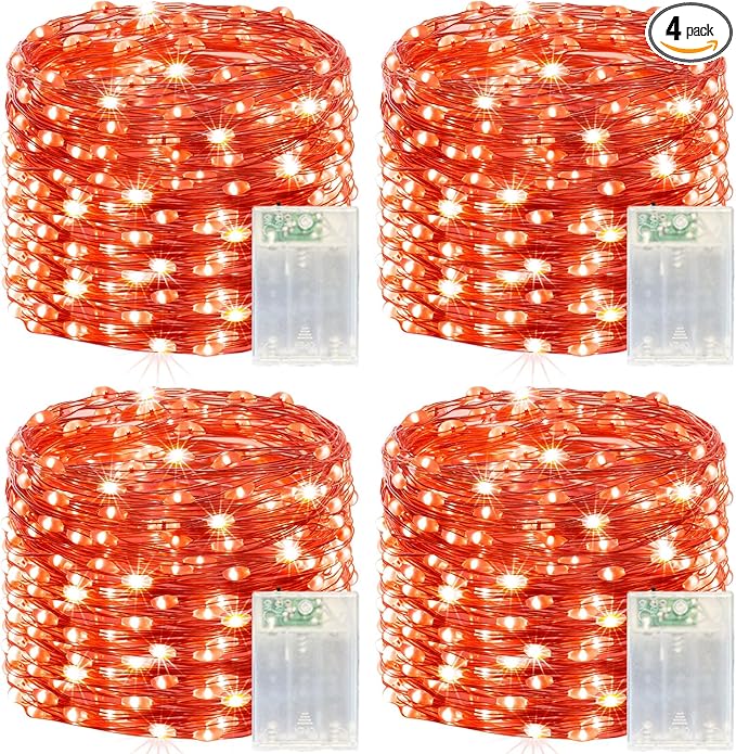 LitHome 4 Pack Valentine's Day Red Fairy Lights Battery Operated, 20 FT 60 LED Valentines Lights Battery Operated 2 Modes Indoor, Waterproof Led Fairy Twinkle Lights for Gift Bedroom Wedding Decor
