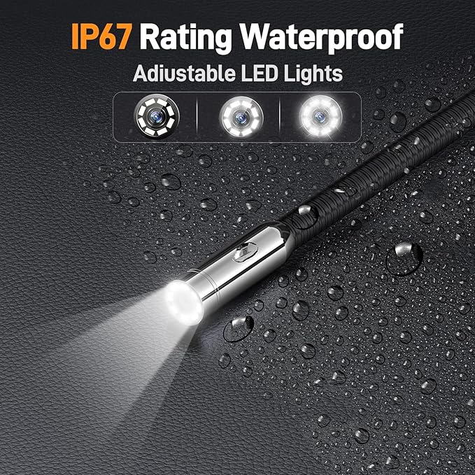 Teslong Telescopic Endoscope Inspection Camera with Screen & Light, 4.5" IPS Display Borescope with 5FT Telescoping Pole, IP67 Waterproof Inspection Camera for Ceiling, Wall, Chimney, Automotive &HVAC