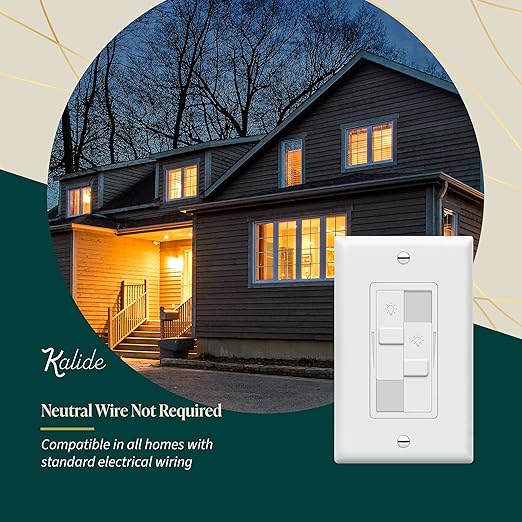 TOPGREENER Kalide Dual Load Dimmer Light Switch, Double LED Dimmer Switch, Full Range Dimming, Single Pole, Wall Plate Included, 120VAC,200W LED/CFL, Neutral Wire Not Required, TGDDS-W-2PCS, White