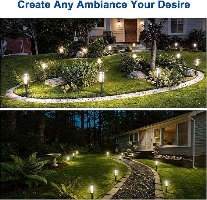 JEJOT Solar Pathway Lights Outdoor Waterproof IP65, 4 Pack Cool White Solar Walkway Lights, Auto On/Off Outdoor Light for Lawn Garden Patio Driveway Decor Landscape Lighting