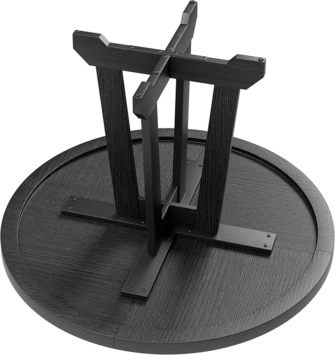 GarveeHome Round Dining Table for 4,Kitchen Dining Room Circle Dinner Pedestal Table,Space Saving Wood Kitchen & Dining Room Furniture,Black 47-inch Diameter