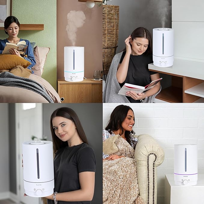 BlueHills Premium Set of Two Large 5000 ML XL and 2500 ML Essential Oil Diffusers Humidifier Combo for Large Room Home with Décor LED Lights Great Gift – White