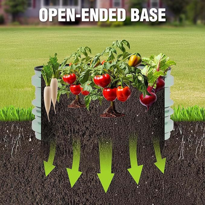WORKPRO 3Pcs 2x2x1ft Galvanized Raised Garden Bed Set, Rust & Corrosion Protection, Easy Assembly, Safe Edge, Ideal for Vegetables & Flowers, Green