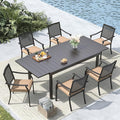 MFSTUDIO Patio Dining Set for 6, Outdoor Dining Set with Expandable Table, 7 Piece Metal Patio Table and Chairs Set, Outdoor Patio Furniture Set for Deck Backyard Poolside Garden