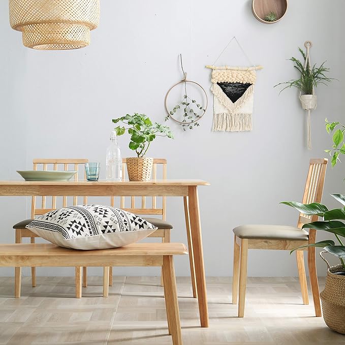 Livinia Canberra 47.2" Rectangular Wooden Dining Table/Mid Century Modern Malaysian Oak Kitchen Table (Natural-Oak) Table Only