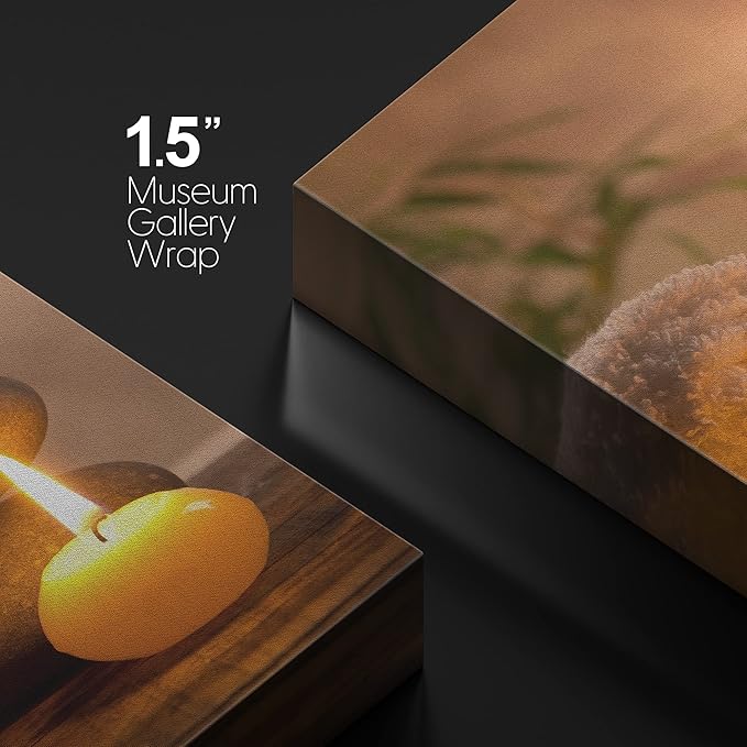 wall26 Canvas Print Wall Art Massage Stones with Atmospheric Candles Floral Nature Photography Realism Zen Scenic Relax/Calm Multicolor for Living Room, Bedroom, Bathroom, Office - 24"x36"
