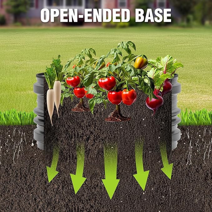 WORKPRO 3Pcs 2x2x1ft Galvanized Raised Garden Bed Set, Rust & Corrosion Protection, Easy Assembly, Safe Edge, Ideal for Vegetables & Flowers, Dark Gray