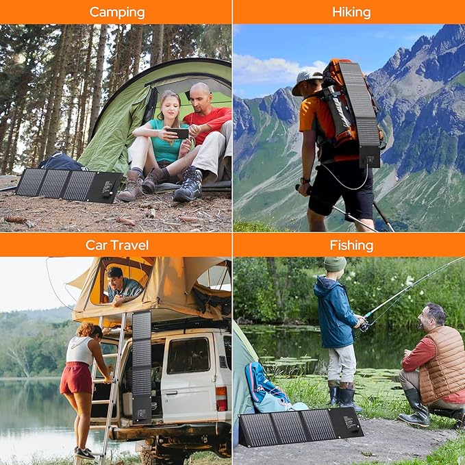 30W Solar Charger,Solar Panel USB for Camping, Hiking, and Outdoor Activities, Compact and Lightweight, IPX4 Waterproof, Charging Multiple Devices with Double Fast Charging Ports