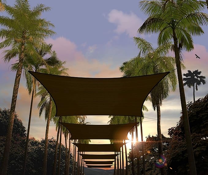 Amgo Custom Size 8' x 20' Brown Rectangle Square Sun Shade Sail UPF50+ AGTAPR1620, Order to Make Canopy Awning, 95% UV Blockage, Water & Air Permeable, Commercial and Residential (We Customize)