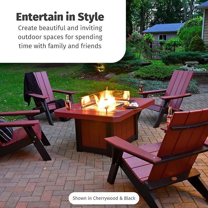 LuxCraft 51" Lumin Rectangular Gas Propane Fire Pit Table for Outdoor Patio with Tempered Glass Wind Guard and Stainless Steel Burner Cover - Amish Made in USA (Weatherwood & Black)