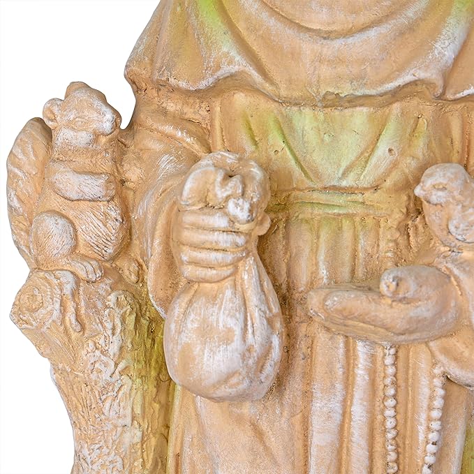 Alpine Corporation QFC103-201 Old World St. Francis Statue, Meaningful Statuary Décor for Garden, Patio, & Lawn, 31" H